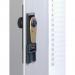 This image shows a durable key cabinet with a combination lock situated on the front. It has the capacity to hold up to 48 keys and includes six key clips for organization. The cabinet appears sturdy and secure, with a sleek and modern design.