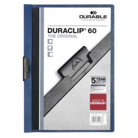 Durable DURACLIP 60 Sheet Document Clip File Folder - 25 Pack - A4 Dark Blue 220907