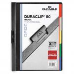 Durable DURACLIP INDEX 50 Sheet Document Clip File Folder - 25 Pack - A4 Black 223401