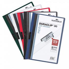 Durable DURAQUICK 20 Sheet Document Clip File Folder - 20 Pack - A4 Black 227001