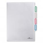 Durable Cut Flush 3 Part Index Divider Document Folder - 5 Pack - A4 Clear 231619