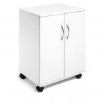 Durable 2 Door Office Filing Storage Trolley on Wheels - 75cm White 311502