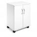 Durable 2 Door Office Filing Storage Trolley on Wheels - 75cm White 311502