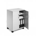 Durable 2 Door Office Filing Storage Trolley on Wheels - 75cm Grey 311510