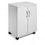 Durable 2 Door Office Filing Storage Trolley on Wheels - 75cm Grey 311510