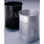 Durable Round Metal Perforated Waste Bin - Scratch Resistant Steel - 15L Black 331001