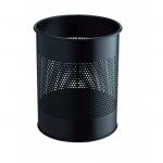 Durable Round Metal Perforated Waste Bin - Scratch Resistant Steel - 15L Black 331001