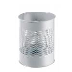 Durable Round Metal Perforated Waste Bin - Scratch Resistant Steel - 15L Grey 331010