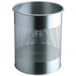 Durable Round Metal Perforated Waste Bin - Scratch Resistant Steel - 15L Silver 331023