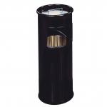 Durable Round Metal Waste Bin with Integrated Sand Ashtray - 17L - Black 333001