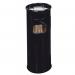 Durable Round Metal Waste Bin with Integrated Sand Ashtray - 17L - Black 