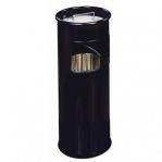 Durable Waste Basket Round Metal with Ashtray 17 Litre Bin Black- Pack of 1 333001