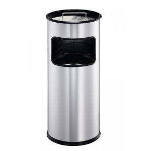 Photos - Waste Bin Durable Round Metal  with Integrated Sand Ashtray - 17L  