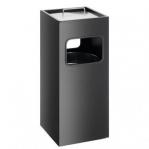 Durable Square Metal Waste Bin with Integrated Sand Ashtray - 17L - Black 333101