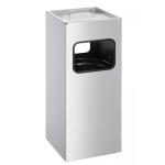 Durable Square Metal Waste Bin with Integrated Sand Ashtray - 17L - Silver 333123