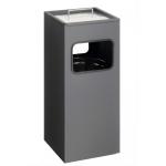 Durable Square Metal Waste Bin with Integrated Sand Ashtray - 17L - Charcoal Grey 333158