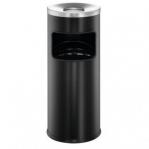 Durable Round Metal Waste Bin with Fire Extinguishing Ashtray - 17L - Black 333201