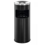 Durable Round Metal Waste Bin with Fire Extinguishing Ashtray - 17L - Black 333201