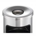 Durable Round Metal Waste Bin with Fire Extinguishing Ashtray - 17L - Silver 333223