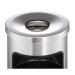 Durable Round Metal Waste Bin with Fire Extinguishing Ashtray - 17L - Silver 