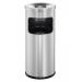 Durable Round Metal Waste Bin with Fire Extinguishing Ashtray - 17L - Silver 333223