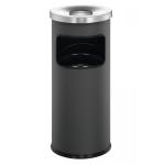 Durable Round Metal Waste Bin with Fire Extinguishing Ashtray - 17L - Grey 333258