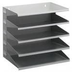 Durable 5 Compartment Labelled Metal Document Filing Letter Tray - A4 Grey 336010