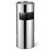 Durable Square Metal Waste Bin with Integrated Sand Ashtray - 17L - Silver 