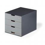 Durable COFFEE POINT Modular Lockable Storage Box 4 Drawer Organiser - Grey 338558