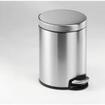 Durable Round Stainless Steel Pedal Bin - 5 Litre - Silver 340023