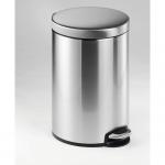 Durable Round Stainless Steel Pedal Bin - 12 Litre - Silver 340123