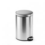 Durable Round Stainless Steel Pedal Bin - 12 Litre - Silver 340123