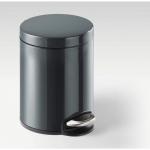 Durable Gloss Finish Round Metal Pedal Bin - 5 Litre - Charcoal Grey 341058