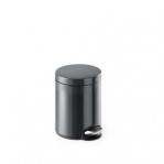Durable Gloss Finish Round Metal Pedal Bin - 5 Litre - Charcoal Grey 341058