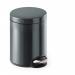 Durable Gloss Finish Round Metal Pedal Bin - 5 Litre - Charcoal Grey 341058