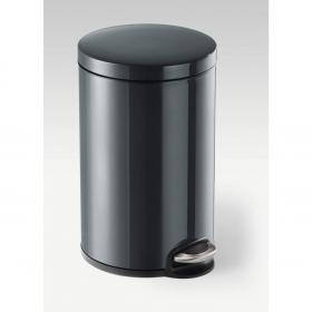 Durable Gloss Finish Round Metal Pedal Bin - 12 Litre - Charcoal Grey 341158