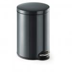 Durable Gloss Finish Round Metal Pedal Bin - 20 Litre - Charcoal Grey 341258