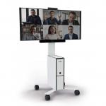 Durable COWORKSATION Smart Mobile TV Stand on Wheels - 19 - 65in White 370202