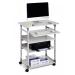 Durable Adjustable Mobile PC Computer Desk Workstation Trolley on Wheels - Grey 