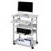 Durable Adjustable Mobile PC Computer Desk Workstation Trolley on Wheels - Grey 