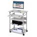 Durable Adjustable Mobile PC Computer Desk Workstation Trolley on Wheels - Grey 