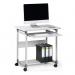 Durable Adjustable Mobile PC Computer Desk Workstation Trolley on Wheels - Grey 