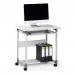 Durable Adjustable Mobile PC Computer Desk Workstation Trolley on Wheels - Grey 