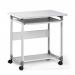 Durable Adjustable Mobile PC Computer Desk Workstation Trolley on Wheels - Grey 379610