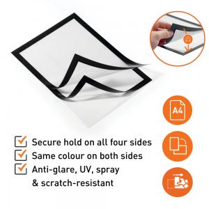 Durable DURAFRAME Self Adhesive Magnetic Signage Frame - 10 Pack - A4