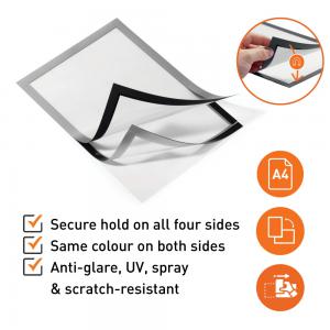 Durable DURAFRAME Self Adhesive Magnetic Signage Frame - 10 Pack - A4