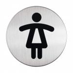 Durable Adhesive Ladies WC Symbol Bathroom Toilet Sign - Stainless Steel - 83mm 490423