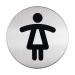 Durable Adhesive Ladies WC Symbol Bathroom Toilet Sign - Stainless Steel - 83mm 490423