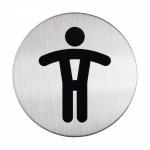 Durable Adhesive Mens WC Symbol Bathroom Toilet Sign - Stainless Steel - 83mm 490523