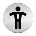 Durable Adhesive Mens WC Symbol Bathroom Toilet Sign - Stainless Steel - 83mm 